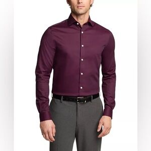 NWT Michael Kors Men Regular Fit Airsoft Stretch Solid Dress Shirt Purple 16
